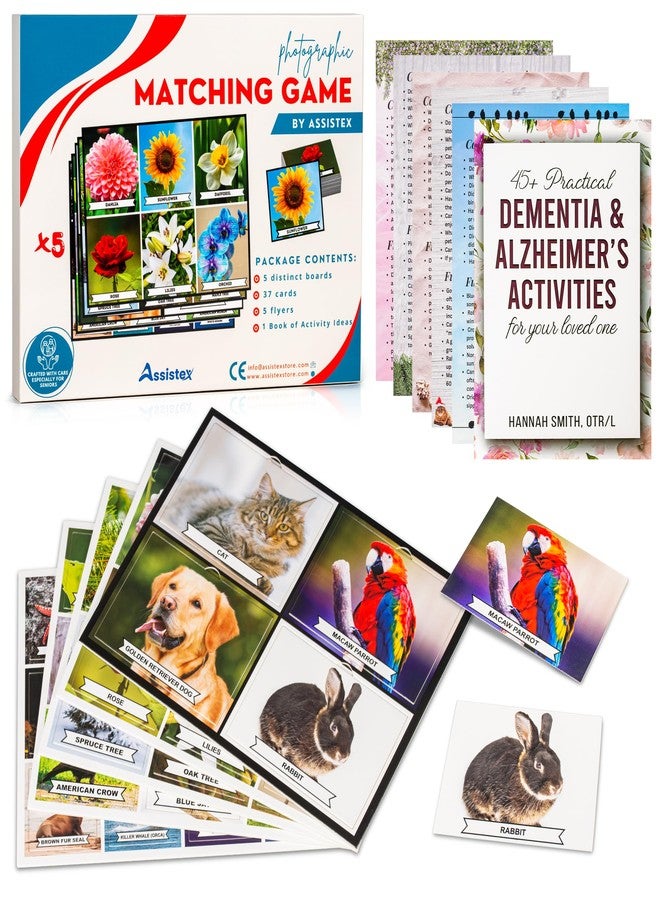 Assistex Matching Game Activity Board - Dementia Activities for Seniors - Memory Games for Adults with Alzheimers - Memory Loss and Alzheimers Activities - Matching Card Memory Games for Seniors - Image 1